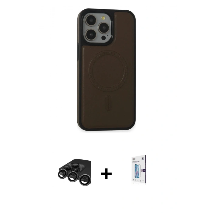 MARSİLYAN™- iPhone 15 Pro Max Kılıf Zirve Işık Serisi - Siyah Bilvis 0.18mm Plus Cam Ekran Koruyucu + Raze Metal Kamera Lens - TMGI