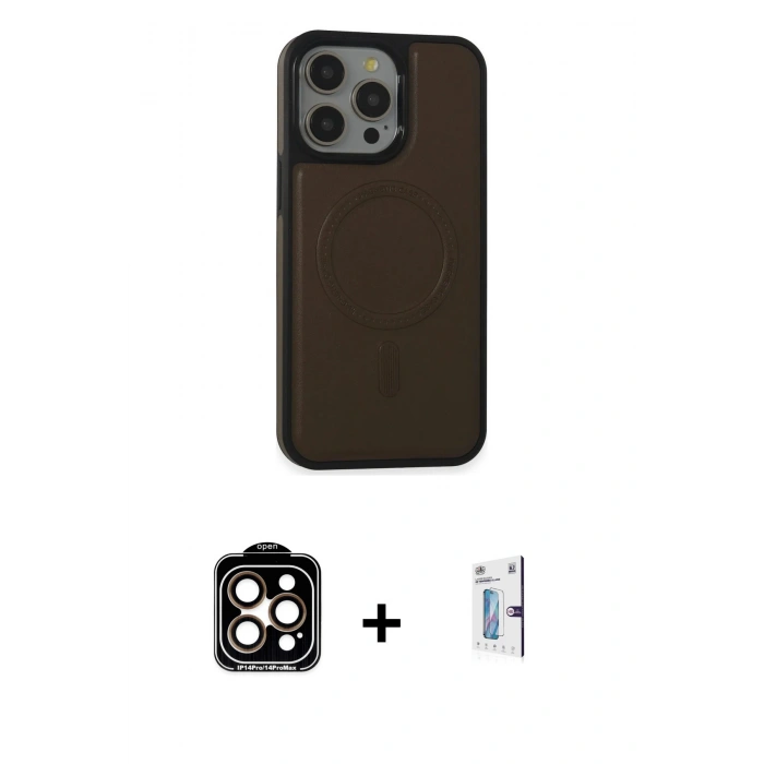 MARSİLYAN™- iPhone 15 Pro Max Kılıf Zirve Işık Serisi - Siyah Bilvis 0.18mm Plus Cam Ekran Koruyucu + PVD Metal Kamera Lens - TU