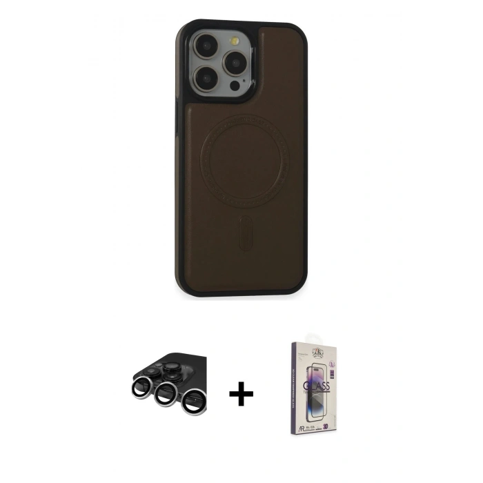 MARSİLYAN™- iPhone 15 Pro Max Kılıf Zirve Işık Serisi - Siyah Bilvis 3D Cam Ekran Koruyucu + Raze Metal Kamera Lens - GS