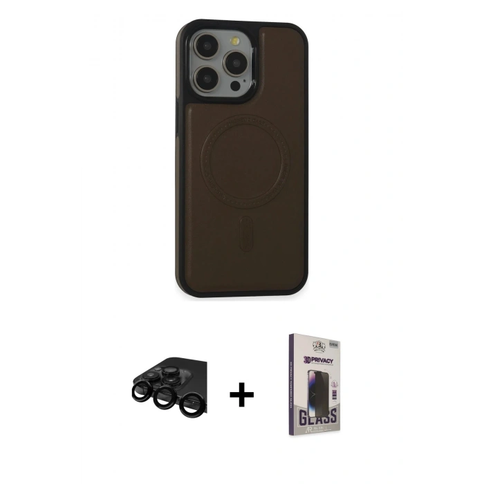 MARSİLYAN™- iPhone 15 Pro Max Kılıf Zirve Işık Serisi - Siyah Bilvis Hayalet Cam Ekran Koruyucu + Raze Metal Kamera Lens - SH