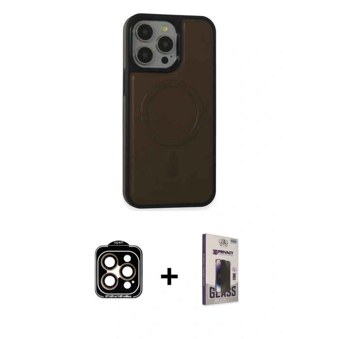 MARSİLYAN™- iPhone 15 Pro Max Kılıf Zirve Işık Serisi - Siyah Bilvis Hayalet Cam Ekran Koruyucu + PVD Metal Kamera Lens - TU