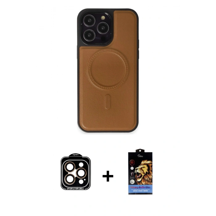 MARSİLYAN™- iPhone 15 Pro Max Kılıf Zirve Işık Serisi - Siyah Buffer Hayalet Cam Ekran Koruyucu + PVD Metal Kamera Lens - TU