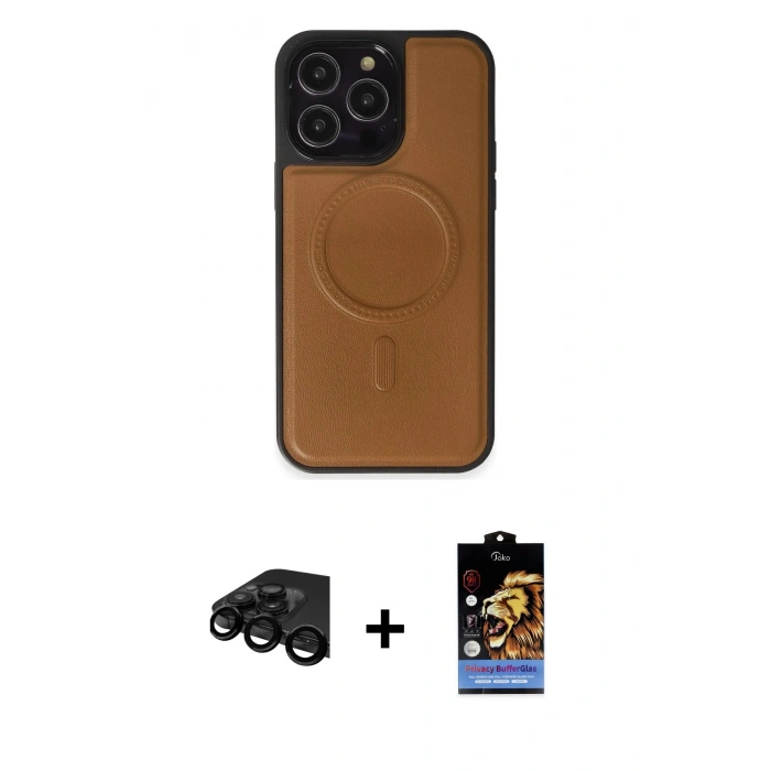 MARSİLYAN™- iPhone 15 Pro Max Kılıf Zirve Işık Serisi - Siyah Buffer Hayalet Cam Ekran Koruyucu + Siyah Raze Metal Kamera Lens