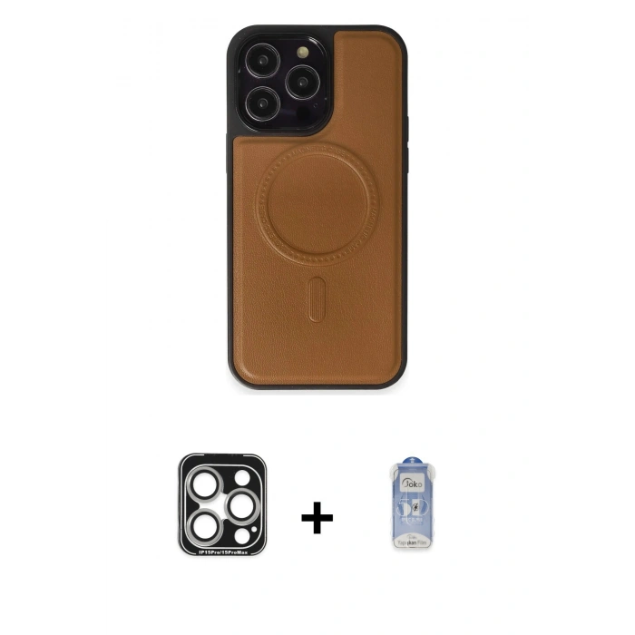 MARSİLYAN™- iPhone 15 Pro Max Kılıf Zirve Işık Serisi - Siyah Joko Magic 5D Cam + PVD Metal Kamera Lens - GS