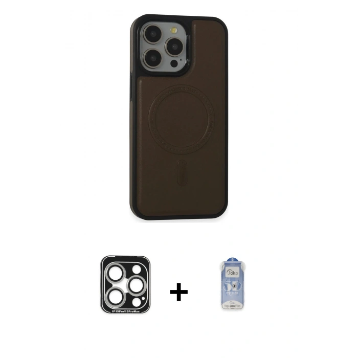 MARSİLYAN™- iPhone 15 Pro Max Kılıf Zirve Işık Serisi - Siyah Joko Magic 5D Cam + PVD Metal Kamera Lens - GS