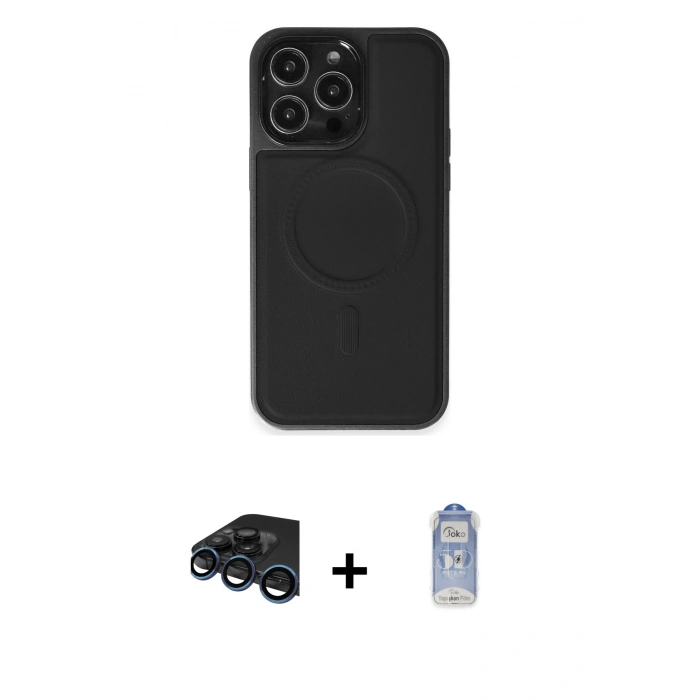 MARSİLYAN™- iPhone 15 Pro Max Kılıf Zirve Işık Serisi - Siyah Joko Magic 5D Cam + Raze Metal Kamera Lens - LT