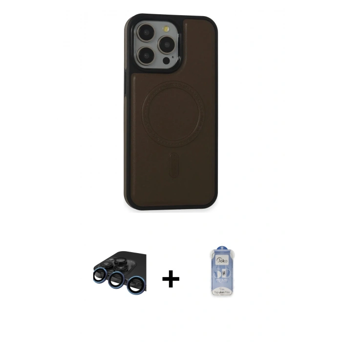 MARSİLYAN™- iPhone 15 Pro Max Kılıf Zirve Işık Serisi - Siyah Joko Magic 5D Cam + Raze Metal Kamera Lens - LT
