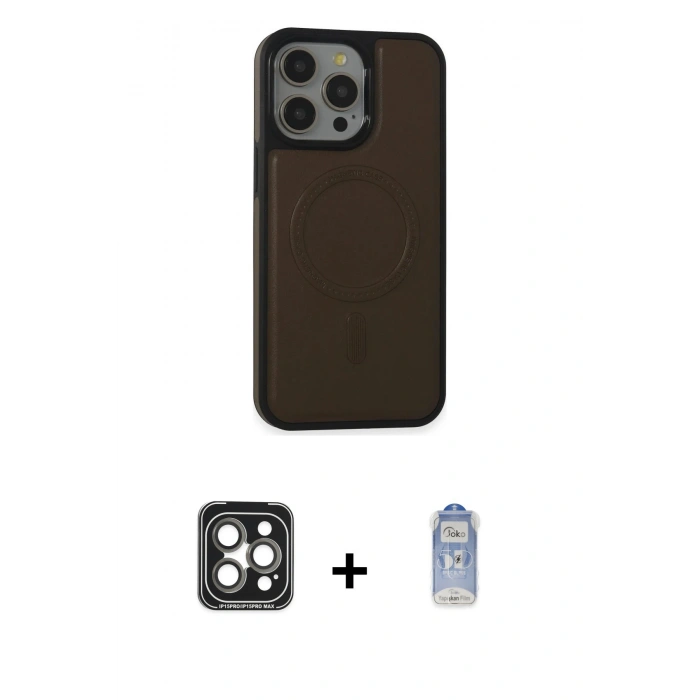 MARSİLYAN™- iPhone 15 Pro Max Kılıf Zirve Işık Serisi - Siyah Joko Magic 5D Cam + PVD Metal Kamera Lens - GI