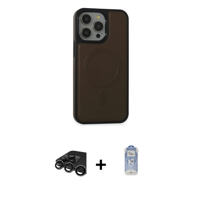 MARSİLYAN™- iPhone 15 Pro Max Kılıf Zirve Işık Serisi - Siyah Joko Magic 5D Cam + Raze Metal Kamera Lens - TMGI