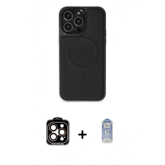 MARSİLYAN™- iPhone 15 Pro Max Kılıf Zirve Işık Serisi - Siyah Joko Magic 5D Cam + PVD Metal Kamera Lens - TU