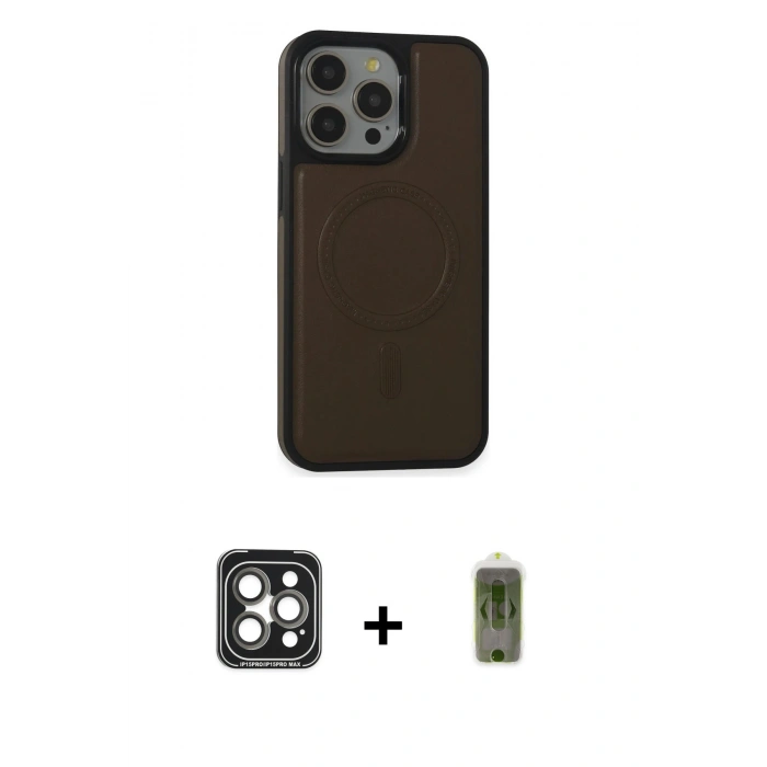 MARSİLYAN™- iPhone 15 Pro Max Kılıf Zirve Işık Serisi - Siyah Joko Magic 5D Hayalet Cam + PVD Metal Kamera Lens - GI