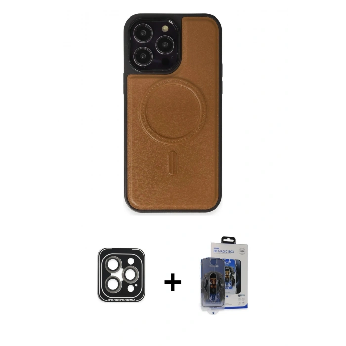 MARSİLYAN™- iPhone 15 Pro Max Kılıf Zirve Işık Serisi - Siyah Vanessa Magic Cam + PVD Metal Kamera Lens - GI