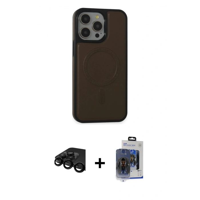 MARSİLYAN™- iPhone 15 Pro Max Kılıf Zirve Işık Serisi - Siyah Vanessa Magic Cam + Raze Metal Kamera Lens - SH