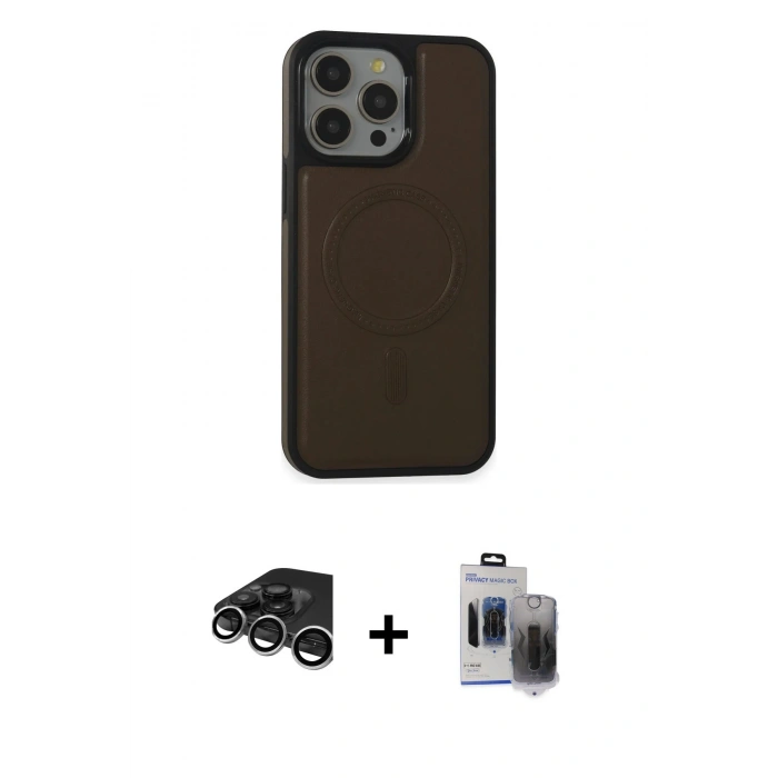 MARSİLYAN™- iPhone 15 Pro Max Kılıf Zirve Işık Serisi - Siyah Vanessa Magic Hayalet Cam + Raze Metal Kamera Lens - GS