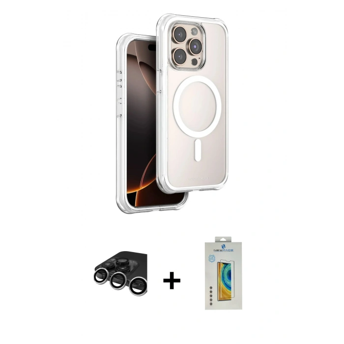 MARSİLYAN™- iPhone 15 Pro Max Kılıf Zirve Klasik Prime - Siyah Polymer Nano Ekran Koruyucu + Raze Metal Kamera Lens - GS