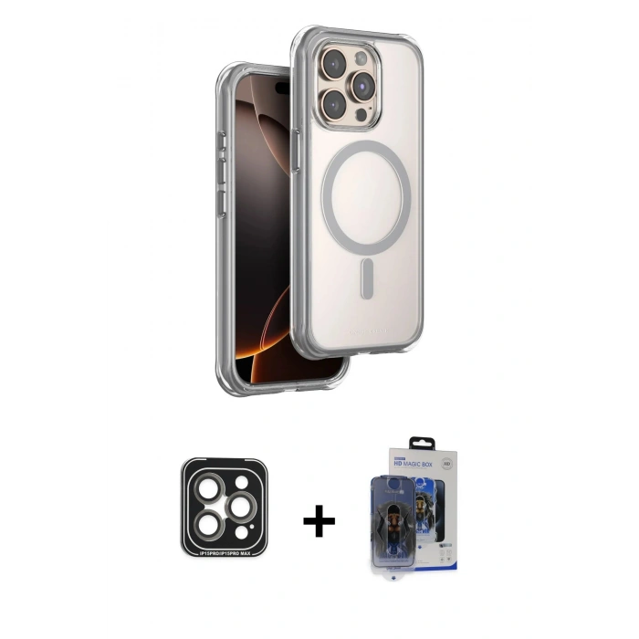 MARSİLYAN™- iPhone 15 Pro Max Kılıf Zirve Klasik Prime - Siyah Vanessa Magic Cam + PVD Metal Kamera Lens - GI