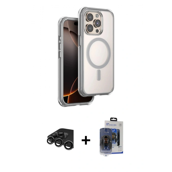 MARSİLYAN™- iPhone 15 Pro Max Kılıf Zirve Klasik Prime - Siyah Vanessa Magic Cam + Raze Metal Kamera Lens - TMGI