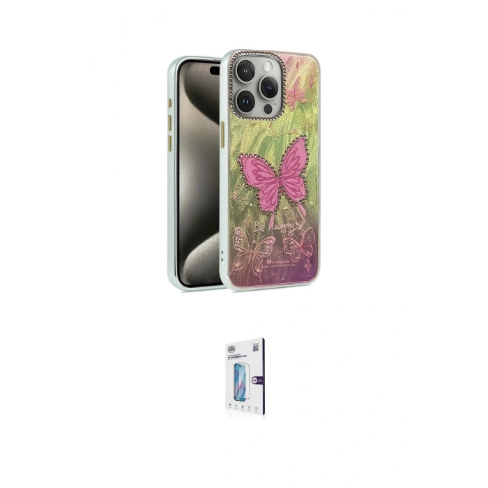 MARSİLYAN™- iPhone 15 Pro Max Kılıf Zirve Modern Prime - Siyah Bilvis 0.18mm Plus Cam Ekran Koruyucu