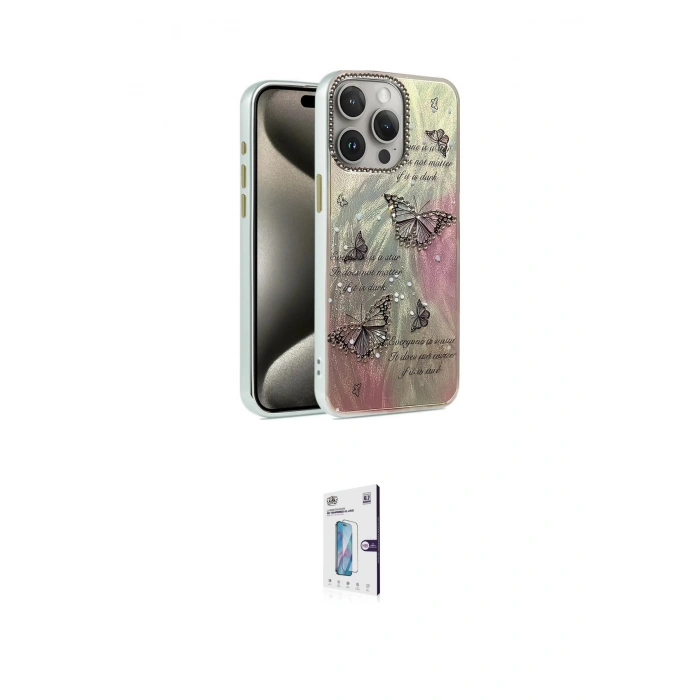 MARSİLYAN™- iPhone 15 Pro Max Kılıf Zirve Modern Prime - Siyah Bilvis 0.18mm Plus Cam Ekran Koruyucu
