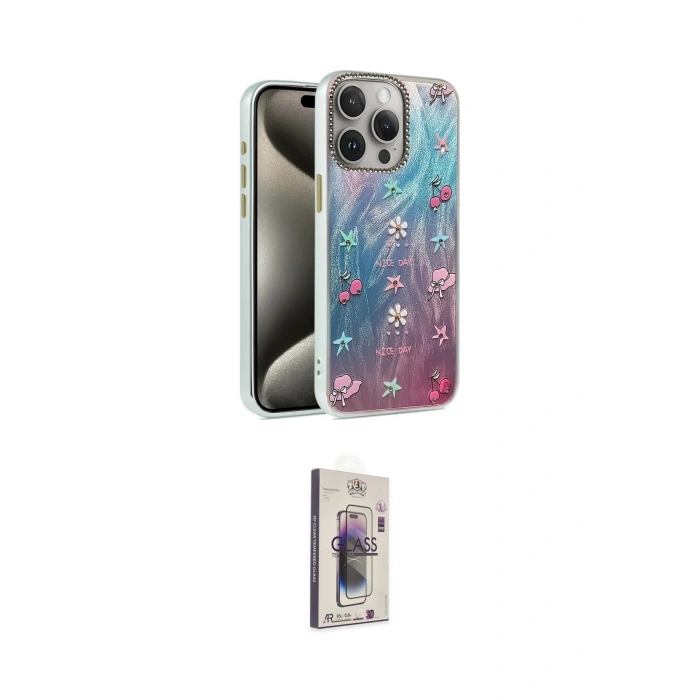 MARSİLYAN™- iPhone 15 Pro Max Kılıf Zirve Modern Prime - Siyah Bilvis 3D Cam Ekran Koruyucu