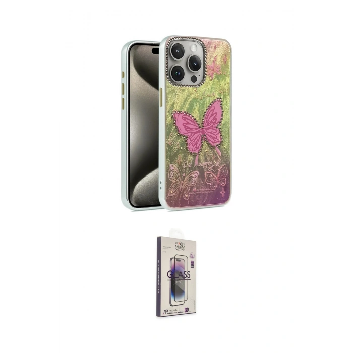 MARSİLYAN™- iPhone 15 Pro Max Kılıf Zirve Modern Prime - Siyah Bilvis 3D Cam Ekran Koruyucu