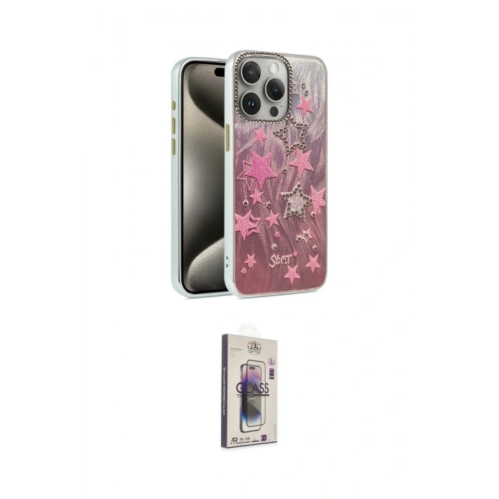 MARSİLYAN™- iPhone 15 Pro Max Kılıf Zirve Modern Prime - Siyah Bilvis 3D Cam Ekran Koruyucu