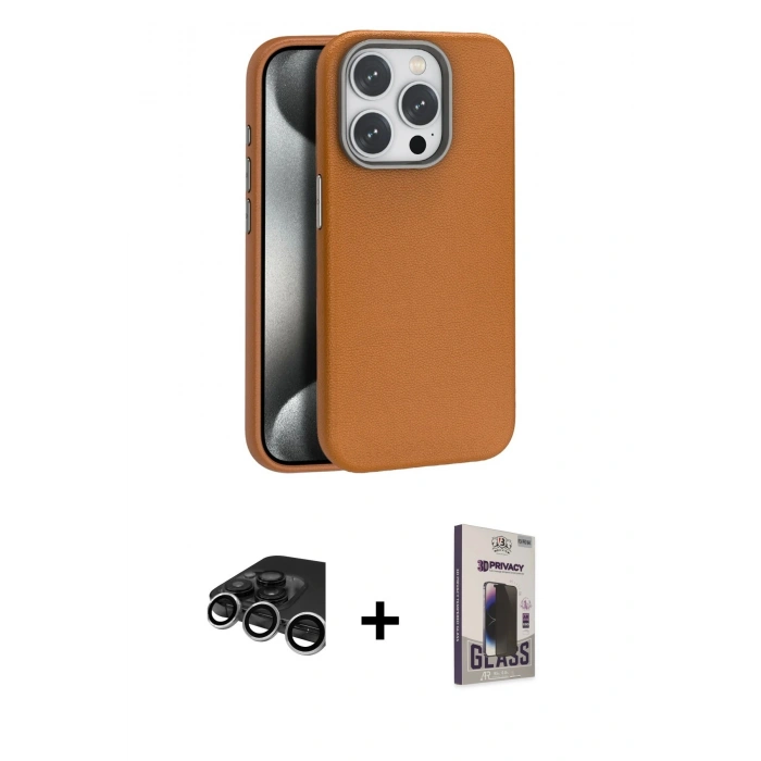 MARSİLYAN™- iPhone 15 Pro Max Kılıf Zirve Modern Prime - Siyah Bilvis Hayalet Cam Ekran Koruyucu + Raze Metal Kamera Lens - GS