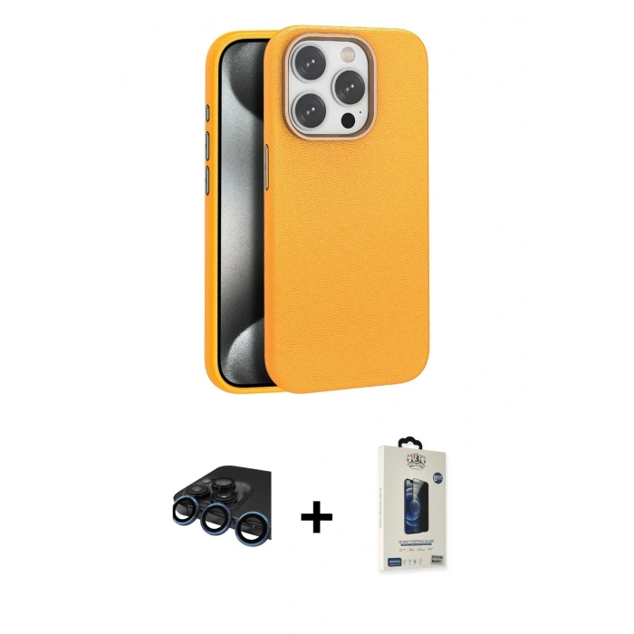 MARSİLYAN™- iPhone 15 Pro Max Kılıf Zirve Modern Prime - Siyah Bilvis Hayalet Cam Ekran Koruyucu + Raze Metal Kamera Lens - LT