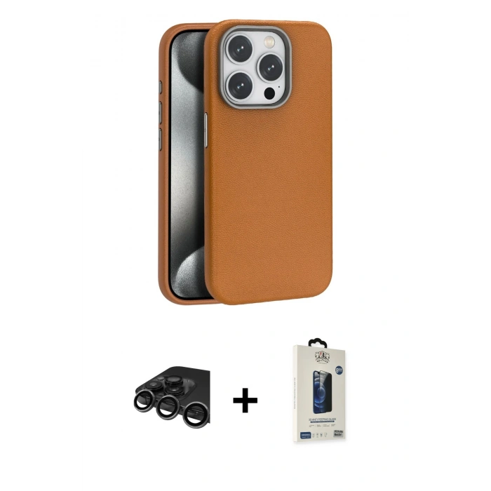 MARSİLYAN™- iPhone 15 Pro Max Kılıf Zirve Modern Prime - Siyah Bilvis Hayalet Cam Ekran Koruyucu + Raze Metal Kamera Lens - TMGI