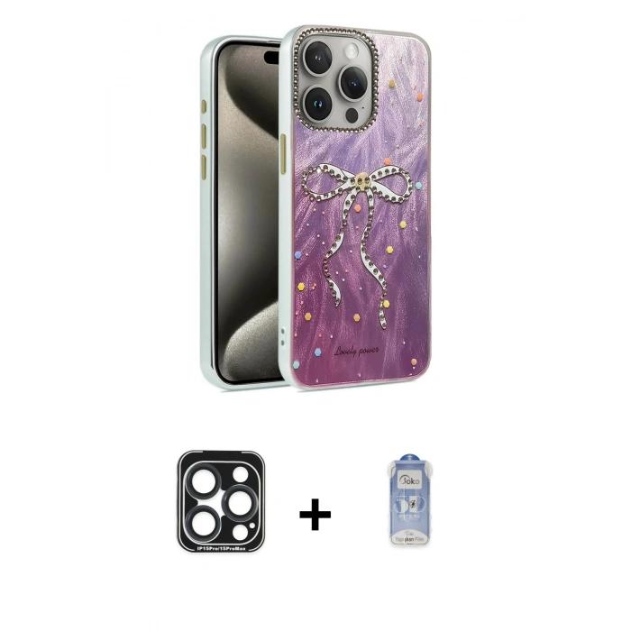 MARSİLYAN™- iPhone 15 Pro Max Kılıf Zirve Modern Prime - Siyah Joko Magic 5D Cam + PVD Metal Kamera Lens - LT