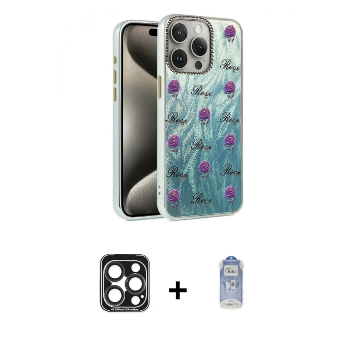 MARSİLYAN™- iPhone 15 Pro Max Kılıf Zirve Modern Prime - Siyah Joko Magic 5D Cam + PVD Metal Kamera Lens - LT