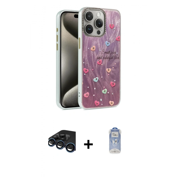 MARSİLYAN™- iPhone 15 Pro Max Kılıf Zirve Modern Prime - Siyah Joko Magic 5D Cam + Raze Metal Kamera Lens - LT