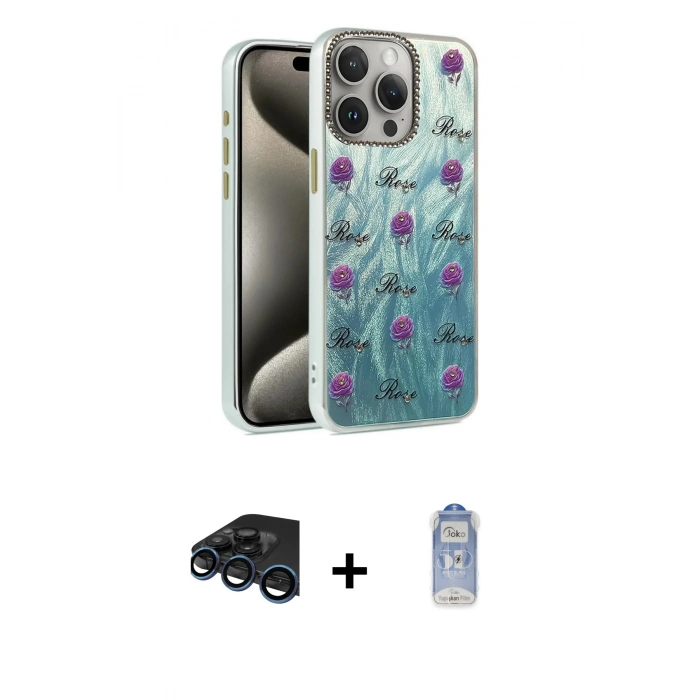 MARSİLYAN™- iPhone 15 Pro Max Kılıf Zirve Modern Prime - Siyah Joko Magic 5D Cam + Raze Metal Kamera Lens - LT