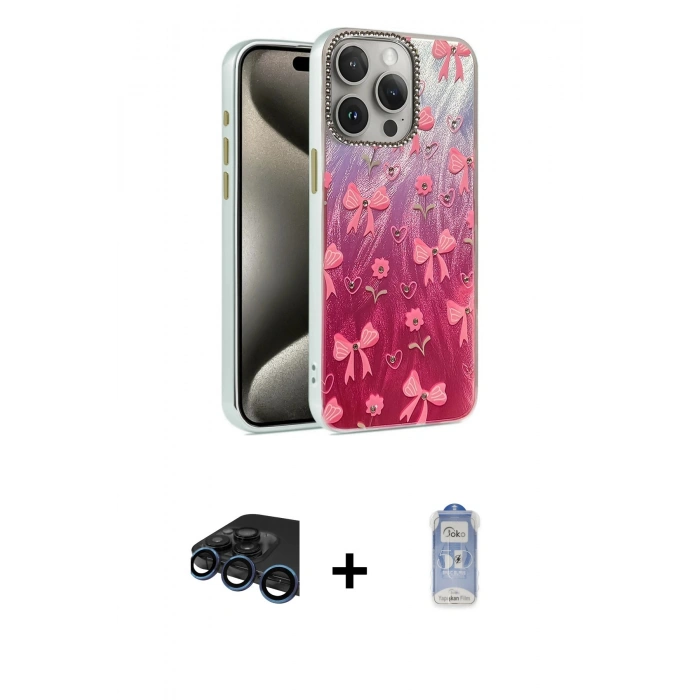 MARSİLYAN™- iPhone 15 Pro Max Kılıf Zirve Modern Prime - Siyah Joko Magic 5D Cam + Raze Metal Kamera Lens - LT