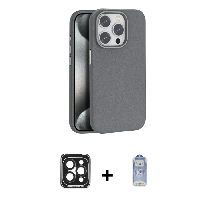 MARSİLYAN™- iPhone 15 Pro Max Kılıf Zirve Modern Prime - Siyah Joko Magic 5D Cam + PVD Metal Kamera Lens - SH