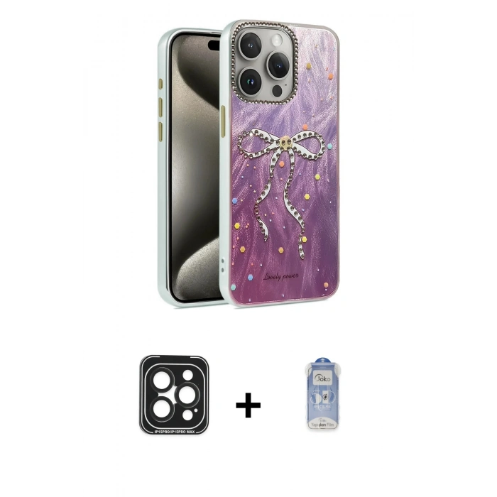 MARSİLYAN™- iPhone 15 Pro Max Kılıf Zirve Modern Prime - Siyah Joko Magic 5D Cam + PVD Metal Kamera Lens - SH