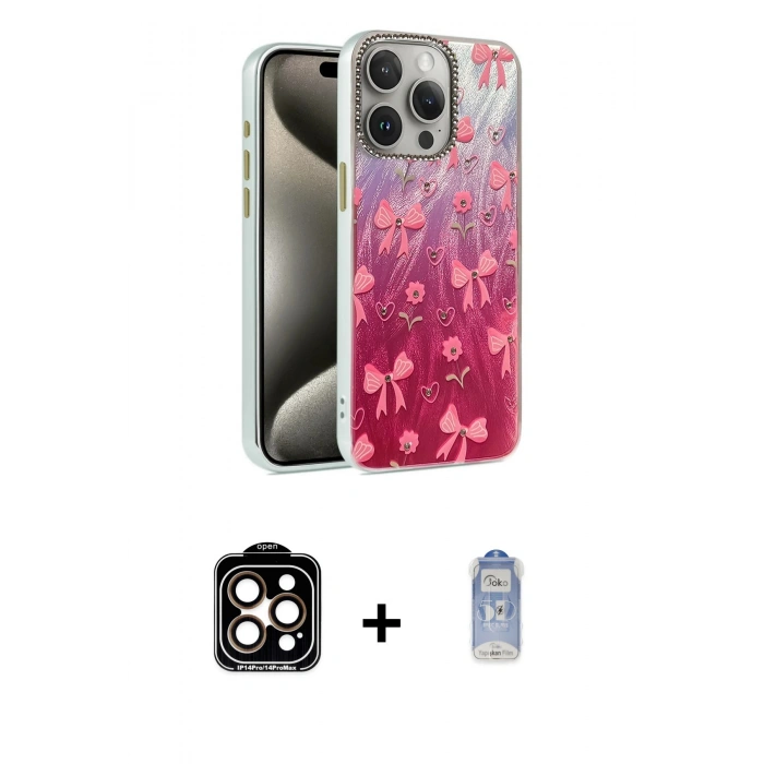 MARSİLYAN™- iPhone 15 Pro Max Kılıf Zirve Modern Prime - Siyah Joko Magic 5D Cam + PVD Metal Kamera Lens - TU