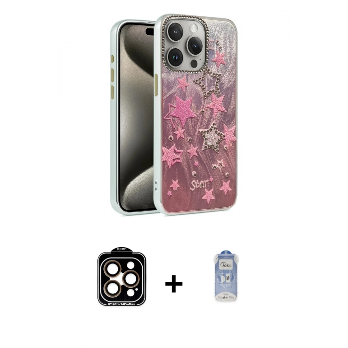 MARSİLYAN™- iPhone 15 Pro Max Kılıf Zirve Modern Prime - Siyah Joko Magic 5D Cam + PVD Metal Kamera Lens - TU
