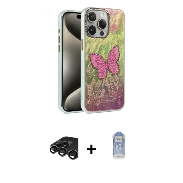 MARSİLYAN™- iPhone 15 Pro Max Kılıf Zirve Modern Prime - Siyah Joko Magic 5D Cam + Raze Metal Kamera Lens - TMGI