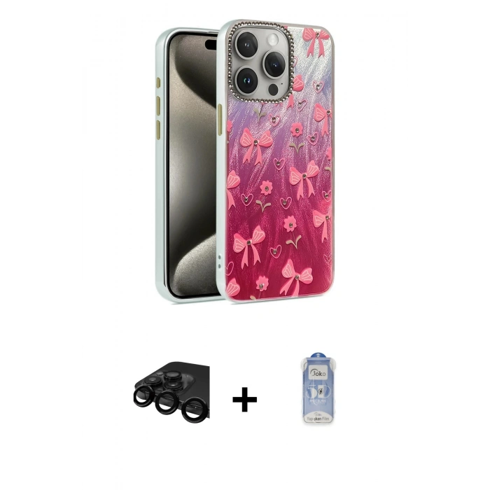 MARSİLYAN™- iPhone 15 Pro Max Kılıf Zirve Modern Prime - Siyah Joko Magic 5D Cam + Raze Metal Kamera Lens - SH