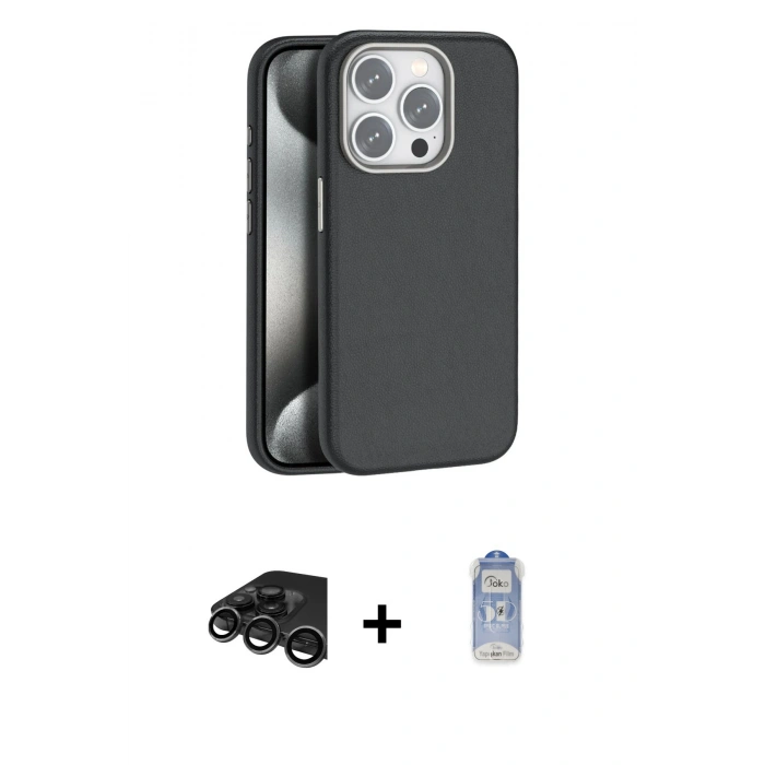 MARSİLYAN™- iPhone 15 Pro Max Kılıf Zirve Modern Prime - Siyah Joko Magic 5D Cam + Raze Metal Kamera Lens - TMGI