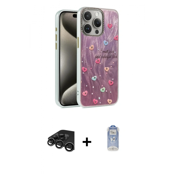 MARSİLYAN™- iPhone 15 Pro Max Kılıf Zirve Modern Prime - Siyah Joko Magic 5D Cam + Raze Metal Kamera Lens - TMGI