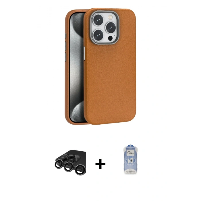 MARSİLYAN™- iPhone 15 Pro Max Kılıf Zirve Modern Prime - Siyah Joko Magic 5D Cam + Raze Metal Kamera Lens - TMGI