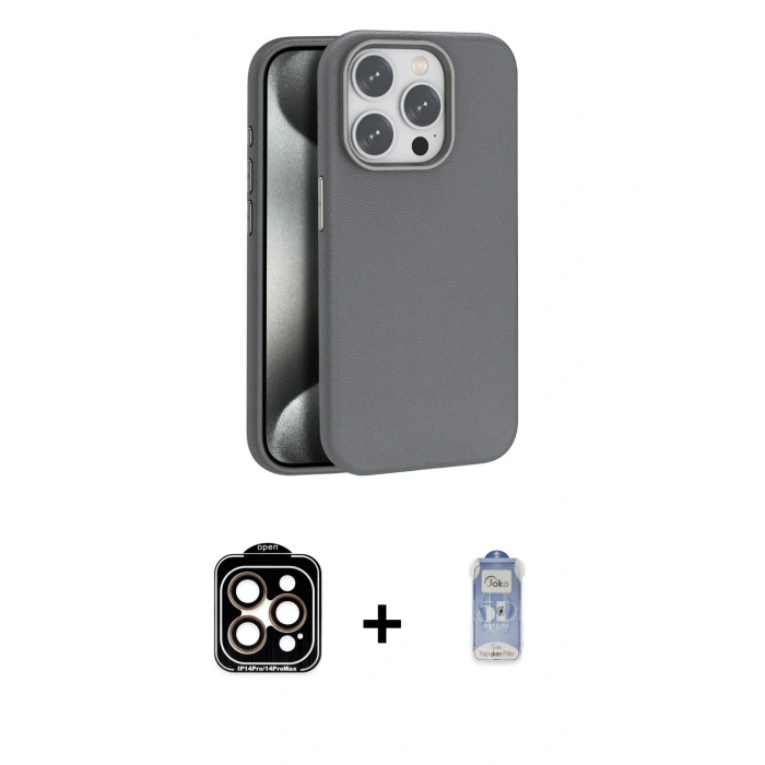 MARSİLYAN™- iPhone 15 Pro Max Kılıf Zirve Modern Prime - Siyah Joko Magic 5D Cam + PVD Metal Kamera Lens - TU