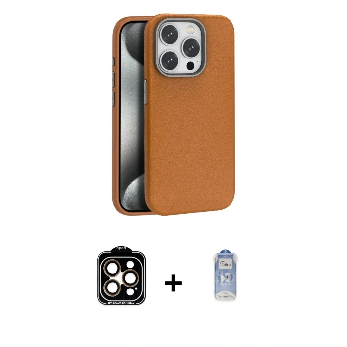 MARSİLYAN™- iPhone 15 Pro Max Kılıf Zirve Modern Prime - Siyah Joko Magic 5D Cam + PVD Metal Kamera Lens - TU