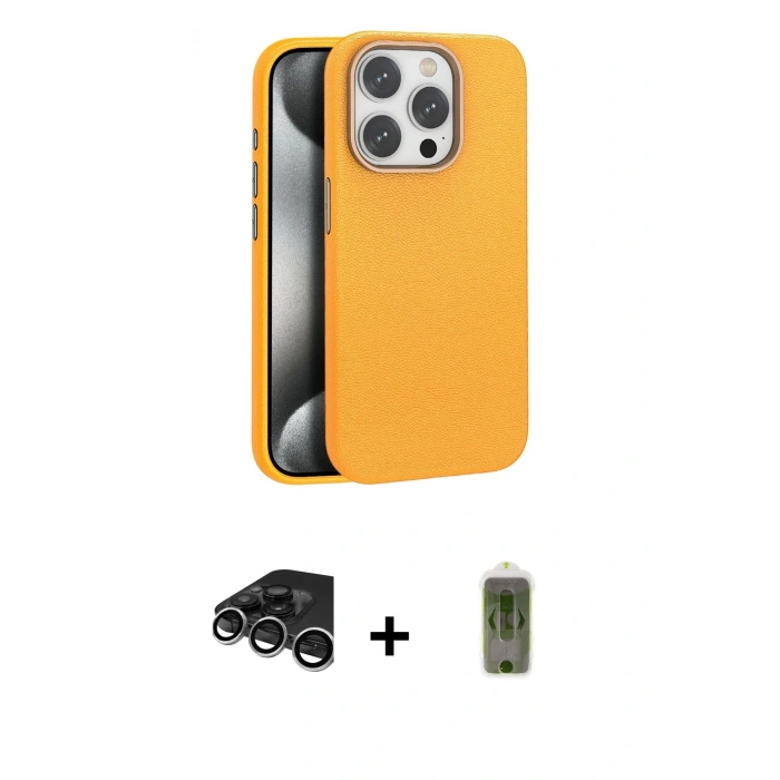 MARSİLYAN™- iPhone 15 Pro Max Kılıf Zirve Modern Prime - Siyah Joko Magic 5D Hayalet Cam + Gümüş Raze Metal Kamera Lens