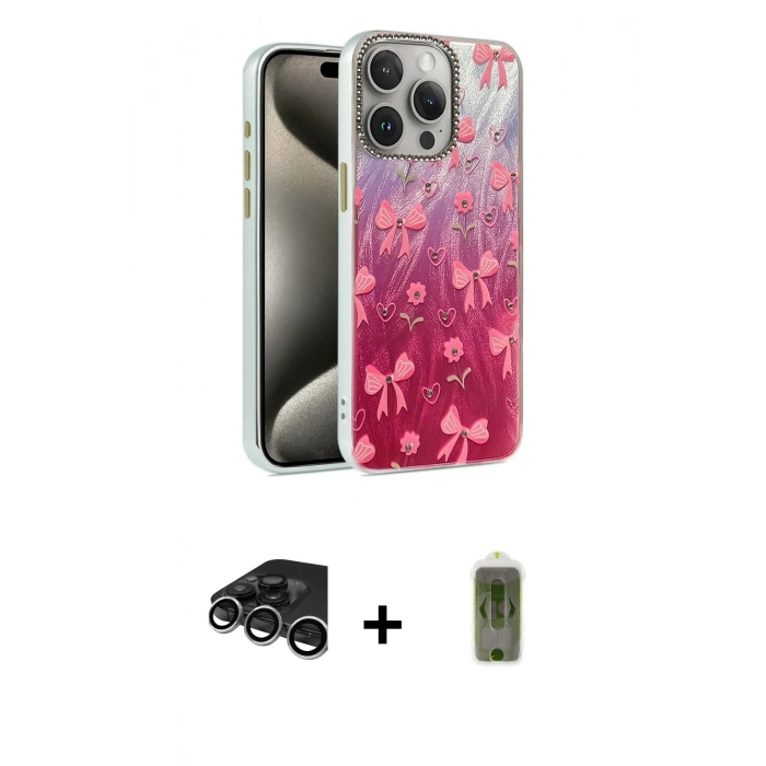 MARSİLYAN™- iPhone 15 Pro Max Kılıf Zirve Modern Prime - Siyah Joko Magic 5D Hayalet Cam + Raze Metal Kamera Lens - GS