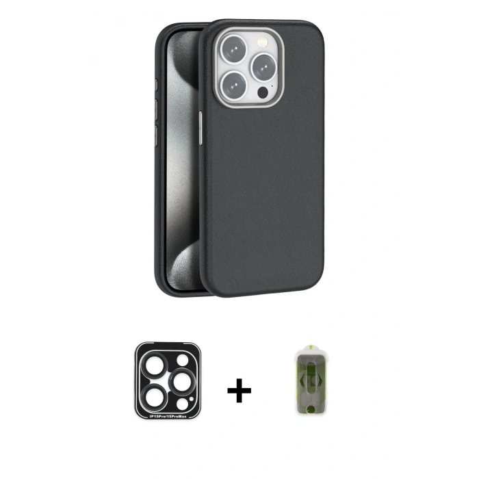 MARSİLYAN™- iPhone 15 Pro Max Kılıf Zirve Modern Prime - Siyah Joko Magic 5D Hayalet Cam + PVD Metal Kamera Lens - LT
