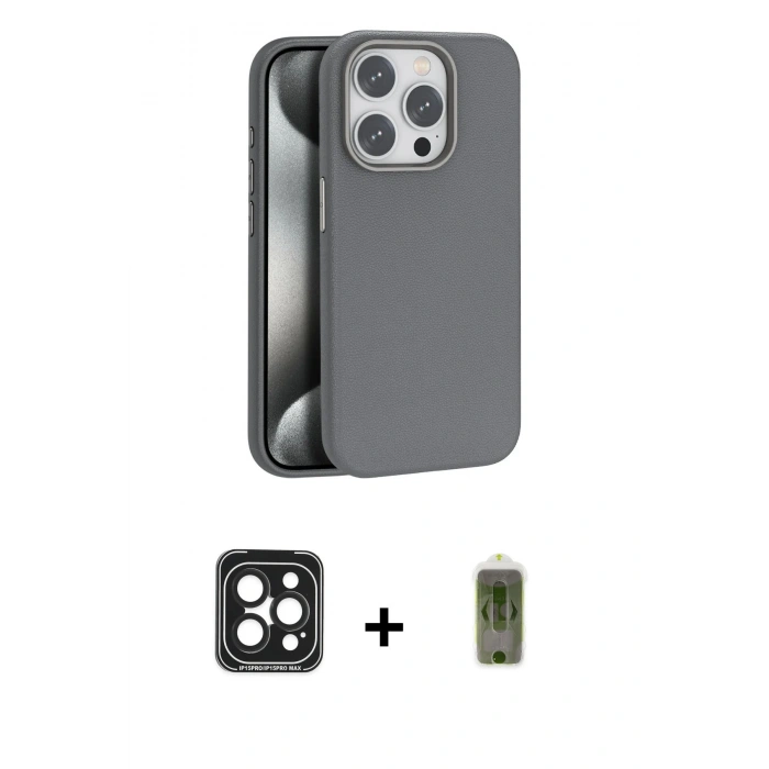 MARSİLYAN™- iPhone 15 Pro Max Kılıf Zirve Modern Prime - Siyah Joko Magic 5D Hayalet Cam + PVD Metal Kamera Lens - SH