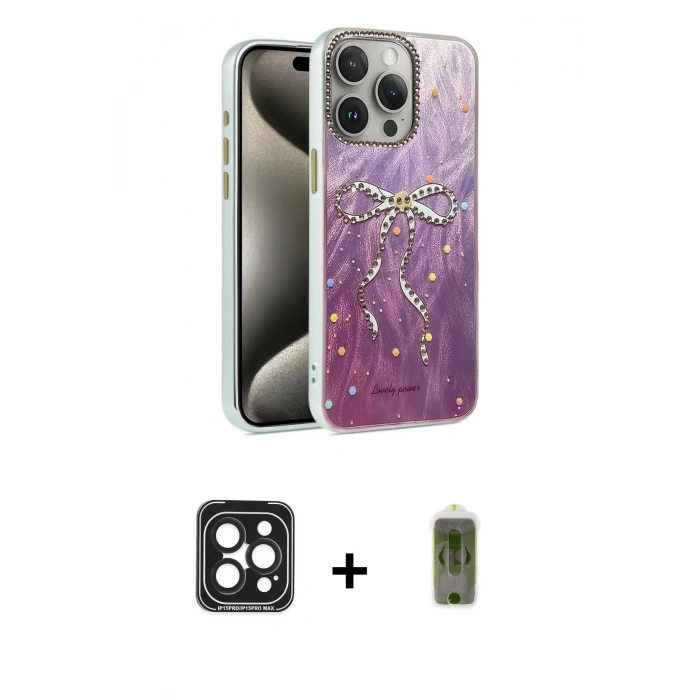 MARSİLYAN™- iPhone 15 Pro Max Kılıf Zirve Modern Prime - Siyah Joko Magic 5D Hayalet Cam + PVD Metal Kamera Lens - SH